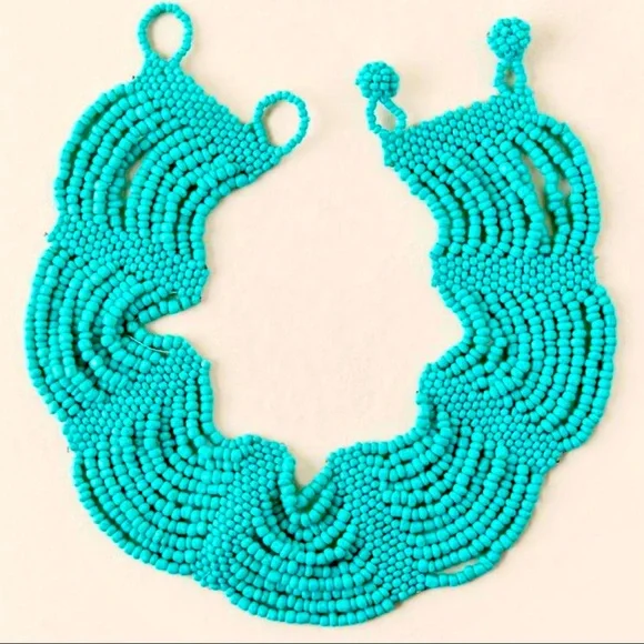 New Free People Turquoise Beaded Statement Necklace - Picture 2 of 2